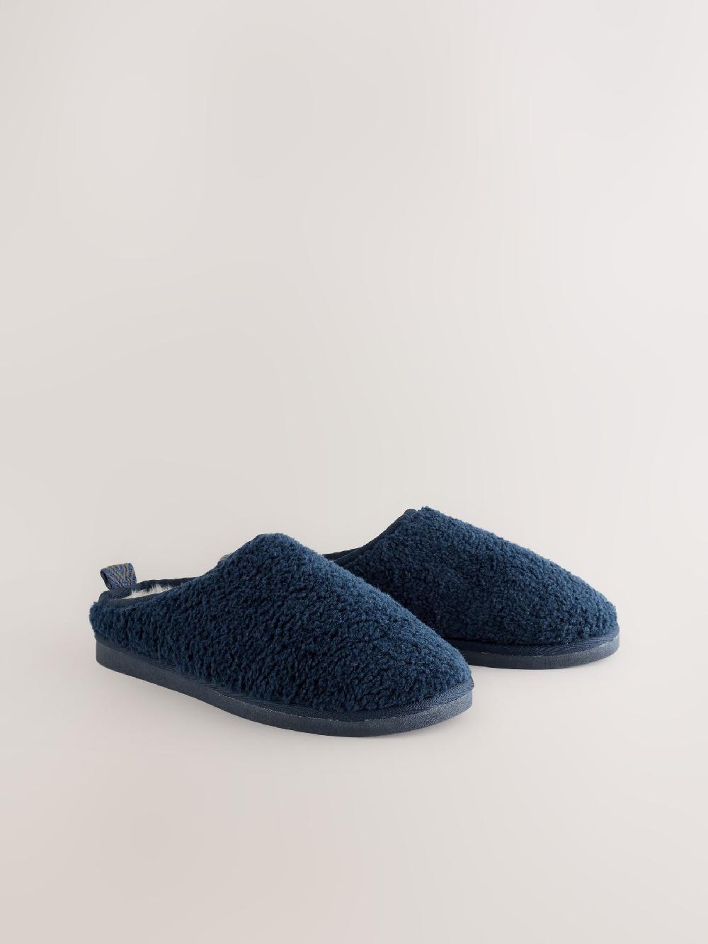 seraphine Navy Borg Mule Slippers