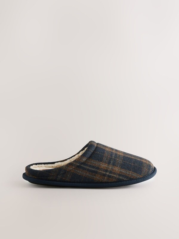 Seraphine Navy Check Mule Slippers