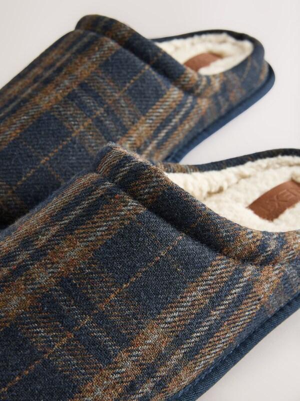 Seraphine Navy Check Mule Slippers