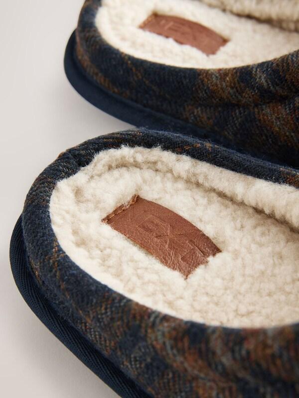 Seraphine Navy Check Mule Slippers