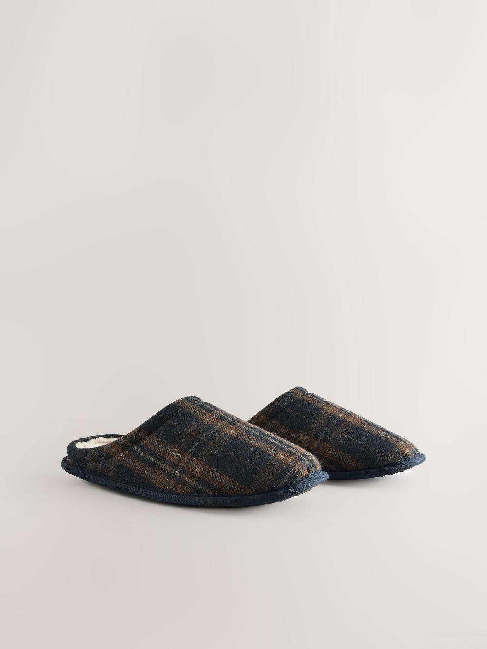 seraphine Navy Check Mule Slippers
