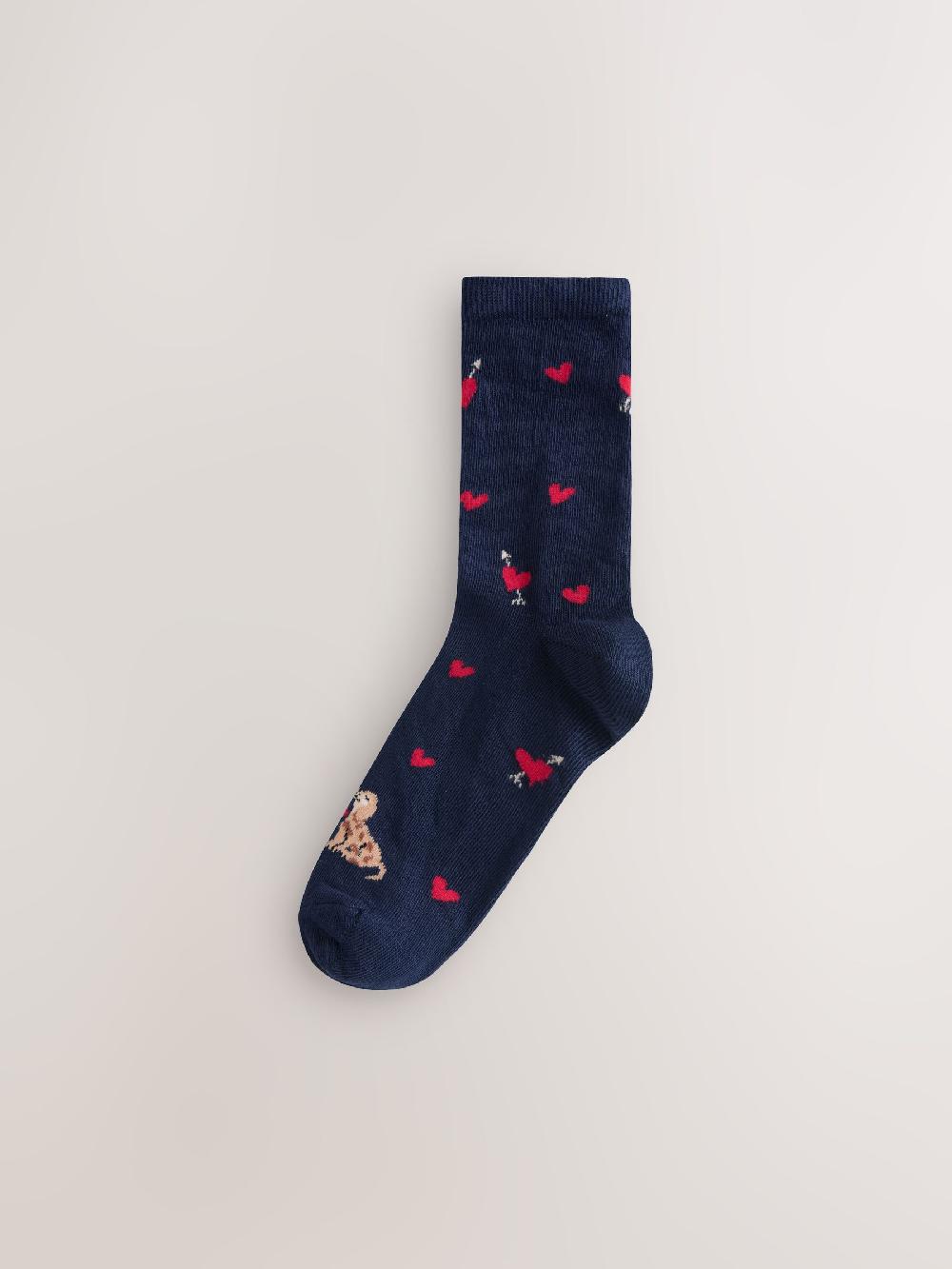 seraphine Navy/Grey Dog Heart Ankle Socks 4 Pack