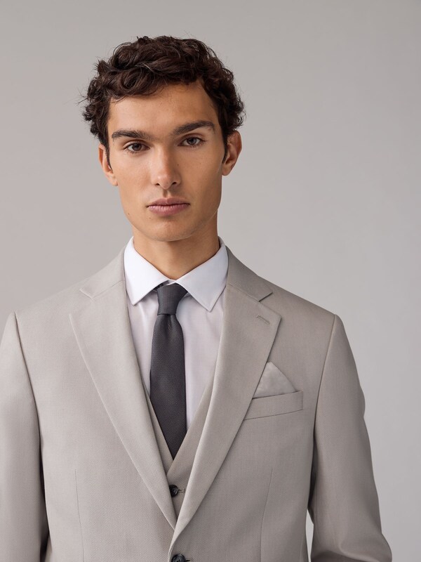 Seraphine Neutral Regular Fit Textured Suit Jacket