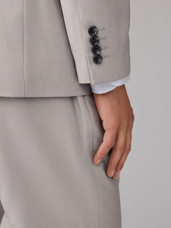 Seraphine Neutral Regular Fit Textured Suit Jacket