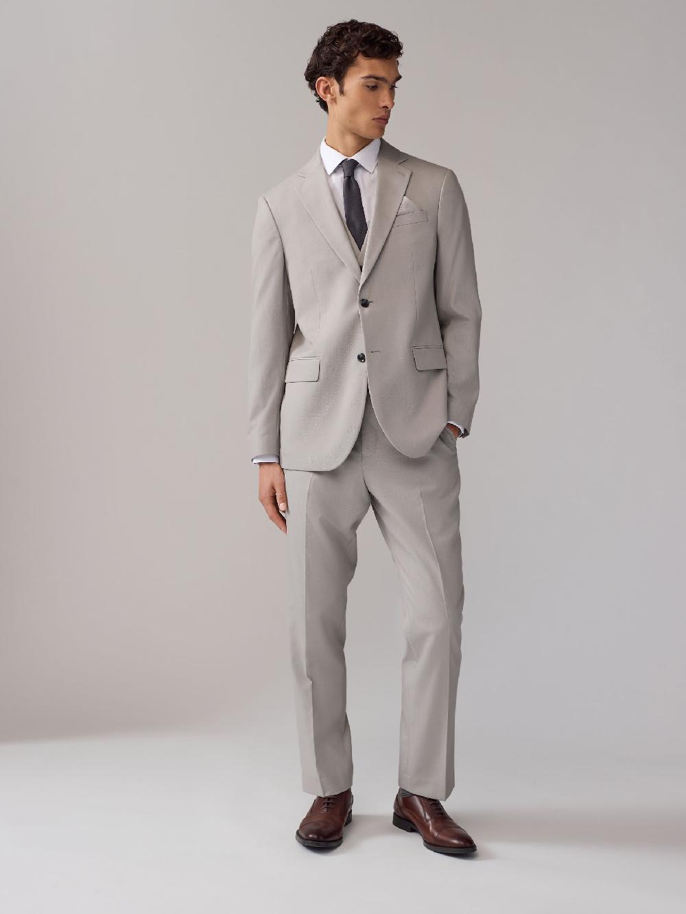 seraphine Neutral Regular Fit Textured Suit Jacket