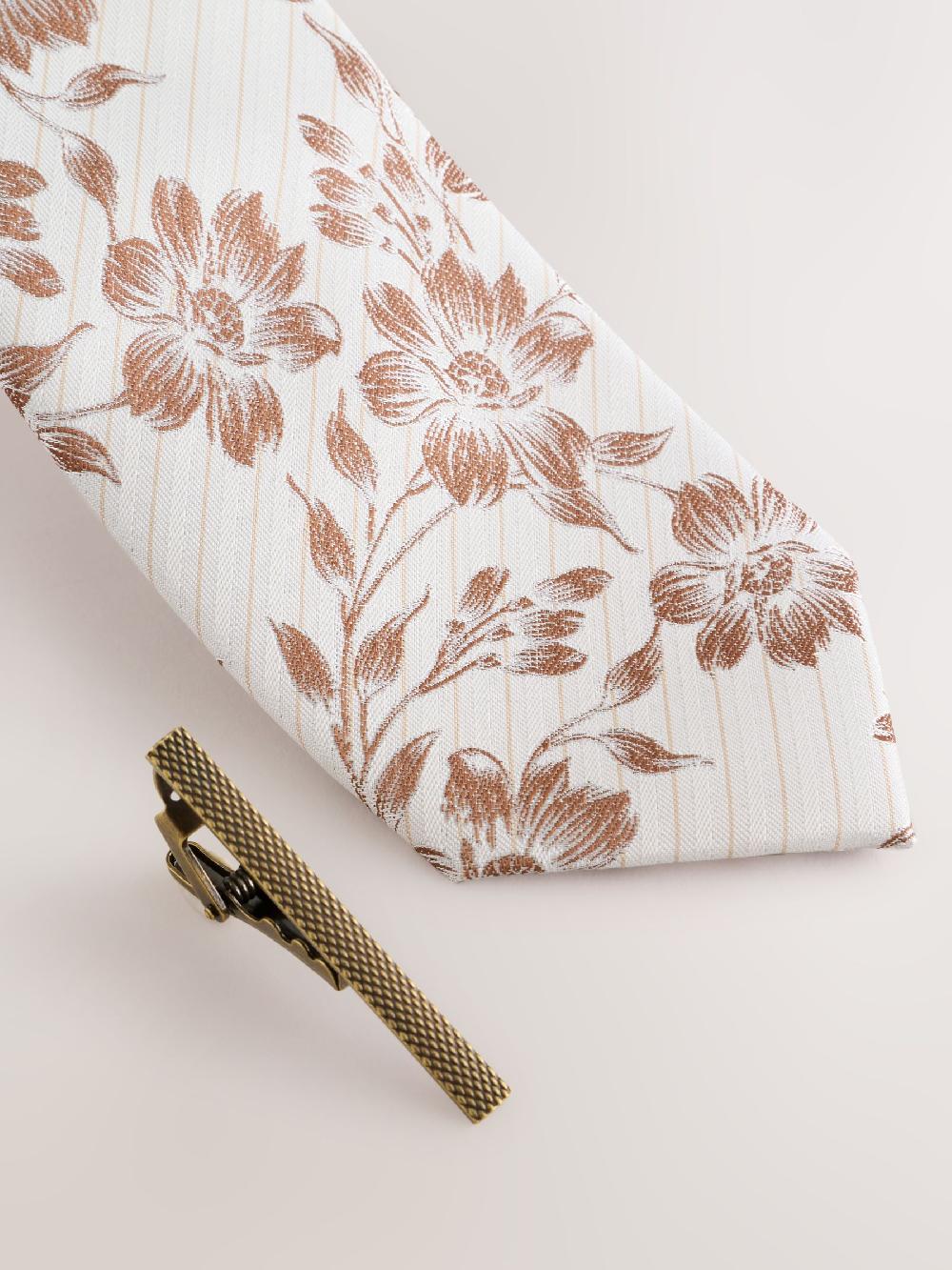 seraphine Neutral Tie and Pocket Square Set