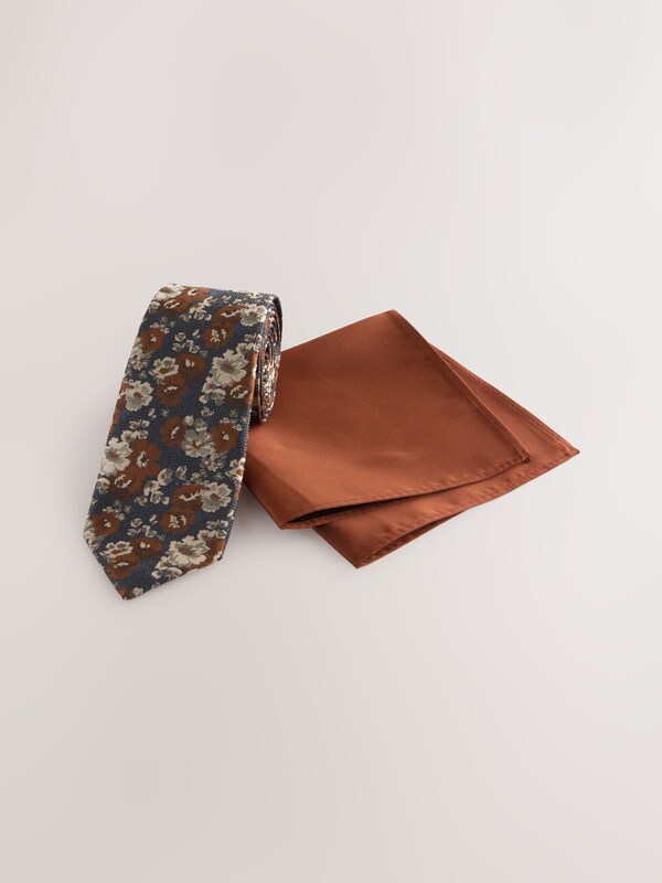 Seraphine Orange Tie And Pocket Square Set