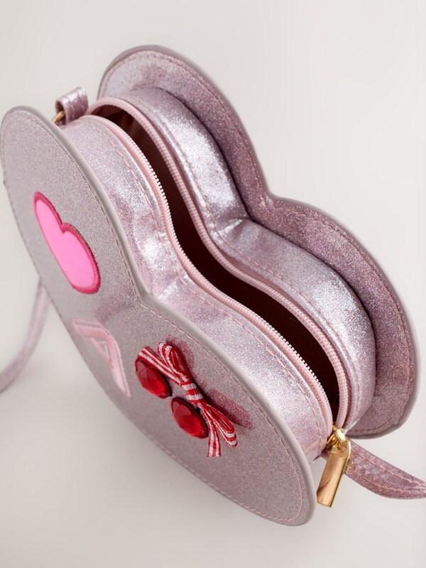 Seraphine Pale Pink/ Metallic Gem Heart Initial Bag