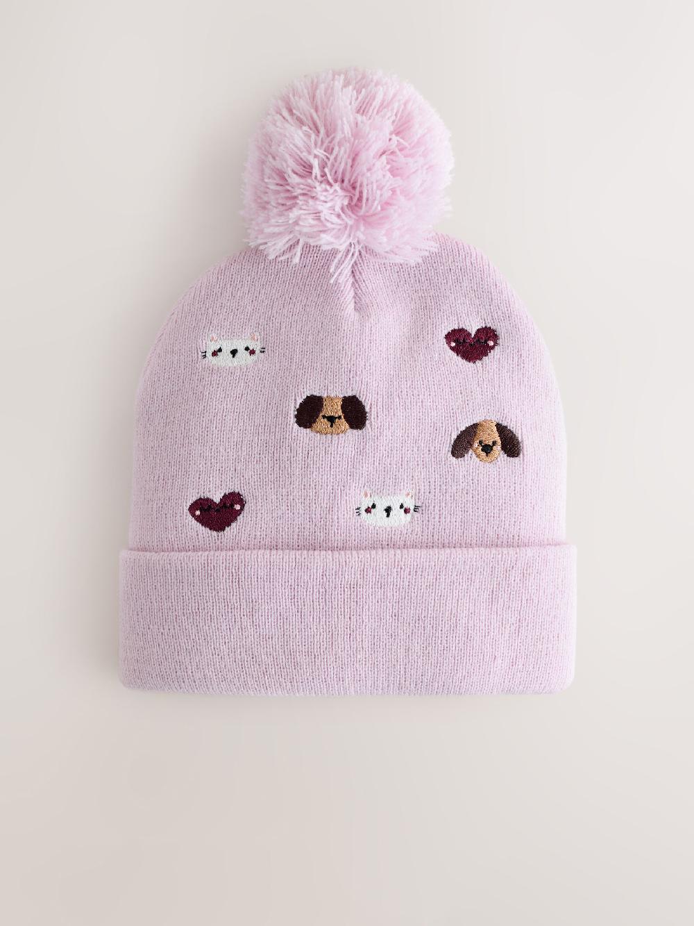 seraphine Pets Embroided Pom Beanie (3mths-10yrs)