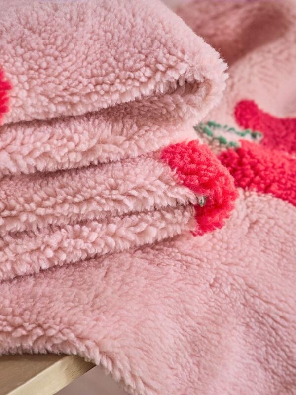 Seraphine Pink Cherries Borg Fleece Throw