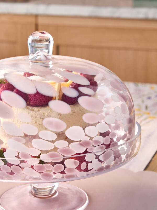 Seraphine Pink Confetti Cloche Cake Glass Stand