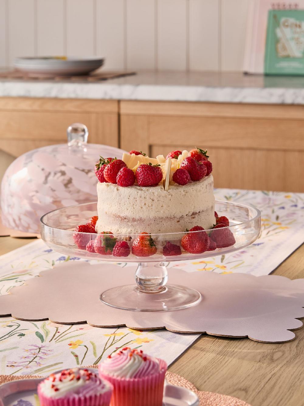 seraphine Pink Confetti Cloche Cake Glass Stand