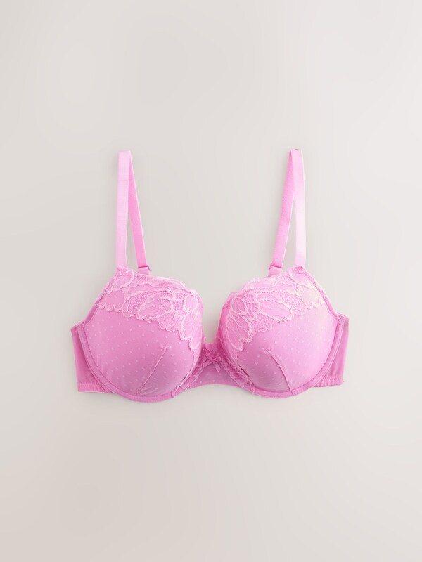 Seraphine Pink DD+ Lace Lightly Padded Plunge Bra