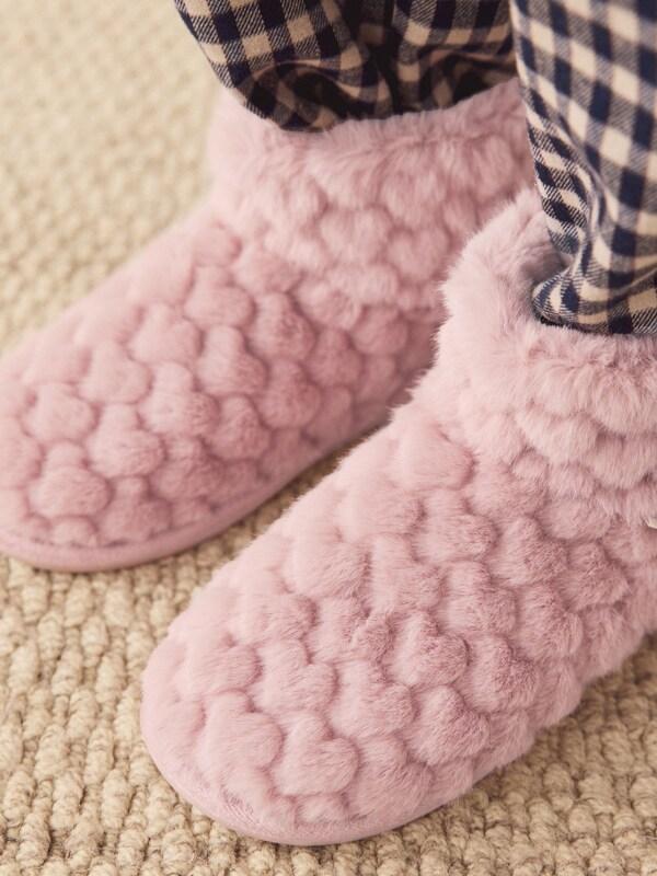 Seraphine Pink Faux Fur Heart Slipper Boots