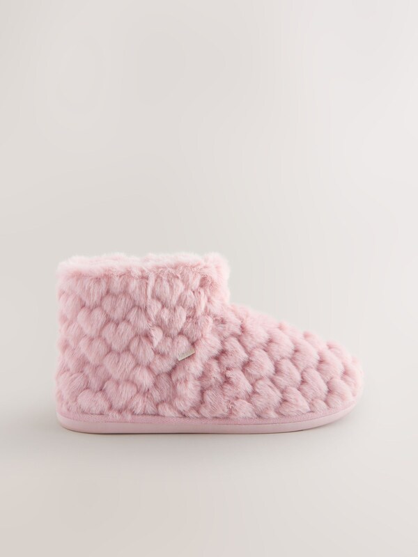 Seraphine Pink Faux Fur Heart Slipper Boots