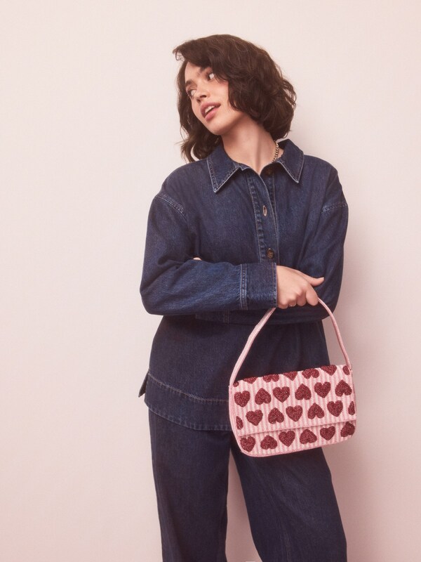 Seraphine Pink Heart Beaded Shoulder Bag