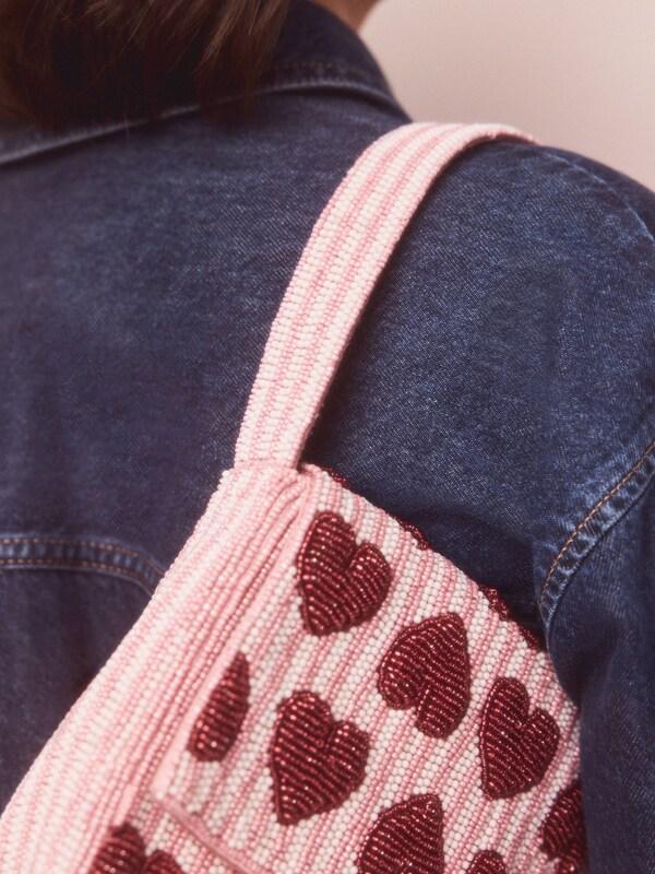 Seraphine Pink Heart Beaded Shoulder Bag