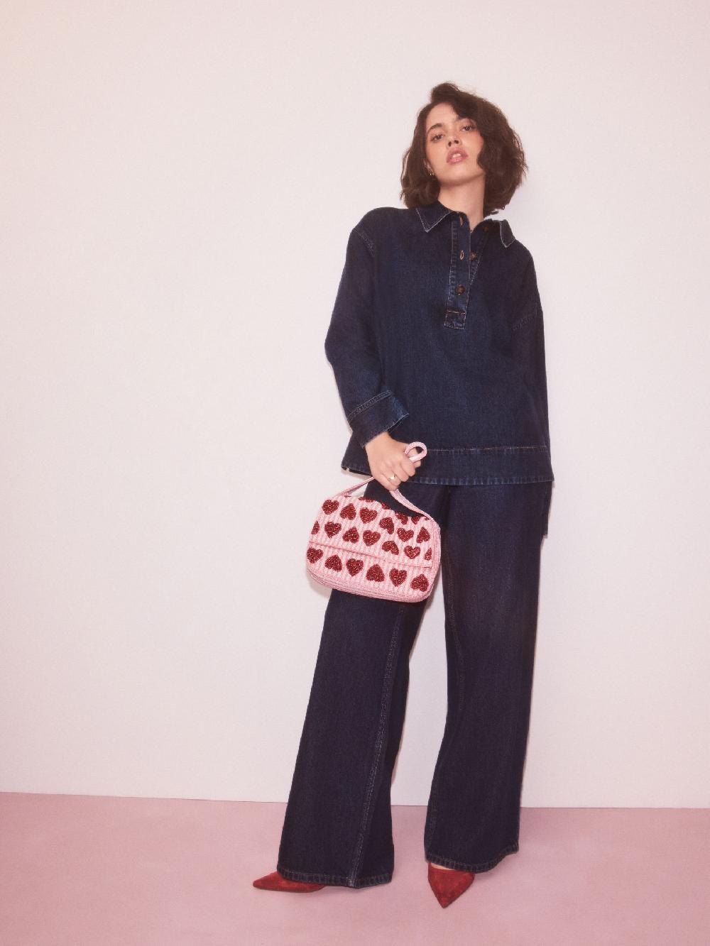 seraphine Pink Heart Beaded Shoulder Bag