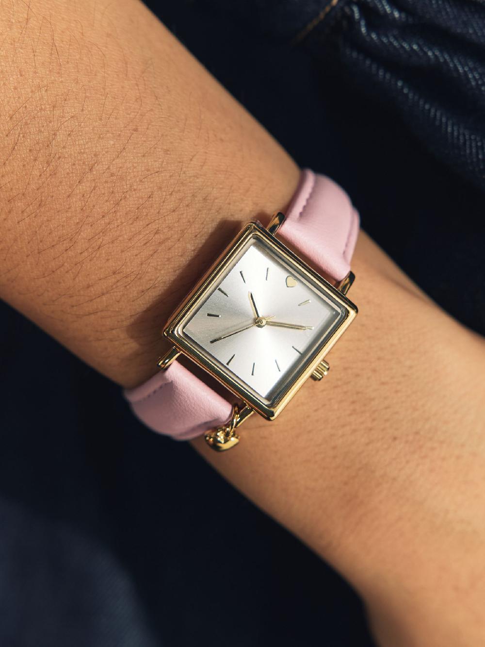 seraphine Pink Heart Charm Detail Watch