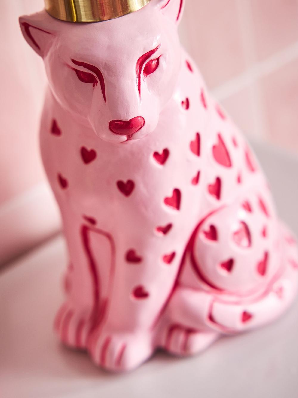 seraphine Pink Heart Cheetah Soap Dispenser