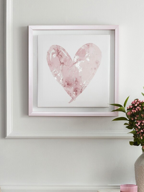 Seraphine Pink Heart Framed Canvas Wall Art
