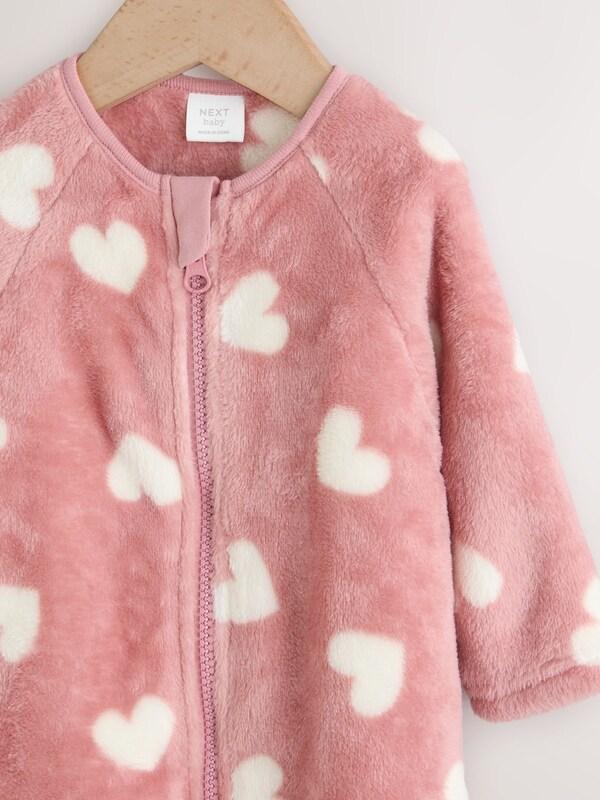 Seraphine Pink Heart Print Baby Fleece Sleepsuit