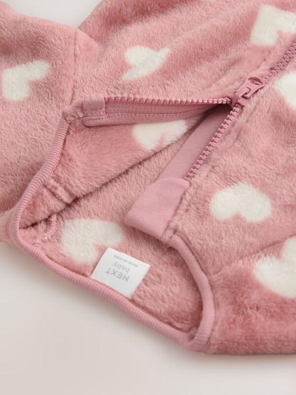 Seraphine Pink Heart Print Baby Fleece Sleepsuit
