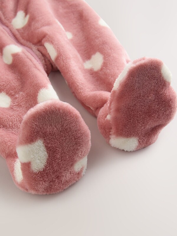 Seraphine Pink Heart Print Baby Fleece Sleepsuit