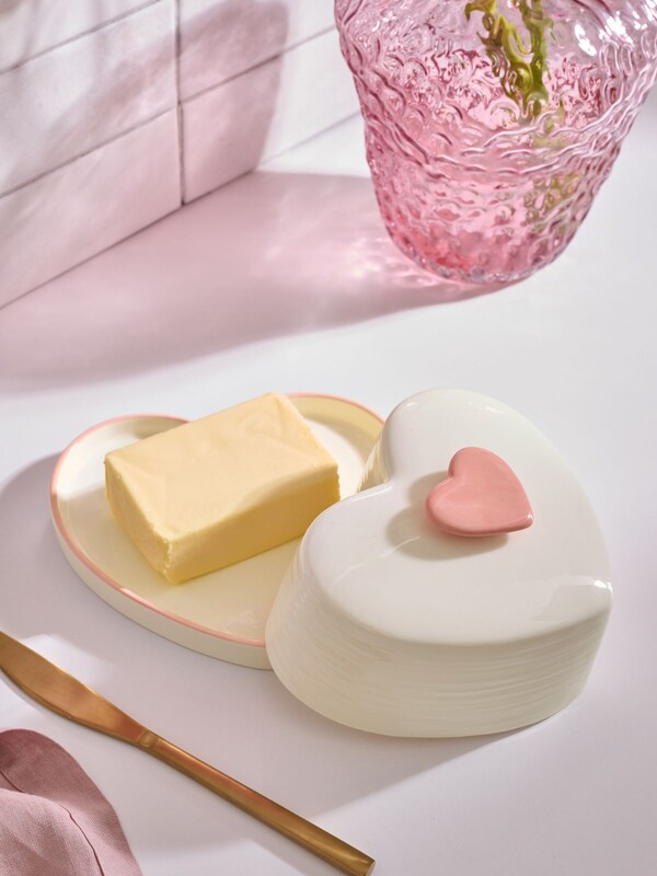 Seraphine Pink Heart Shaped Butter Dish