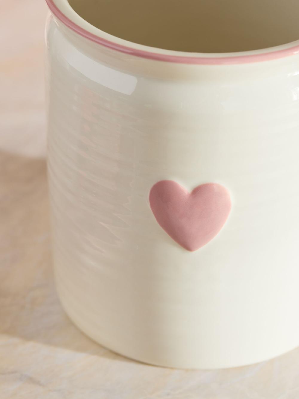 seraphine Pink Large Ceramic Heart Utensil Pot