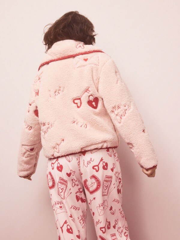 Seraphine Pink/Red Heart Borg Full Zip Fleece