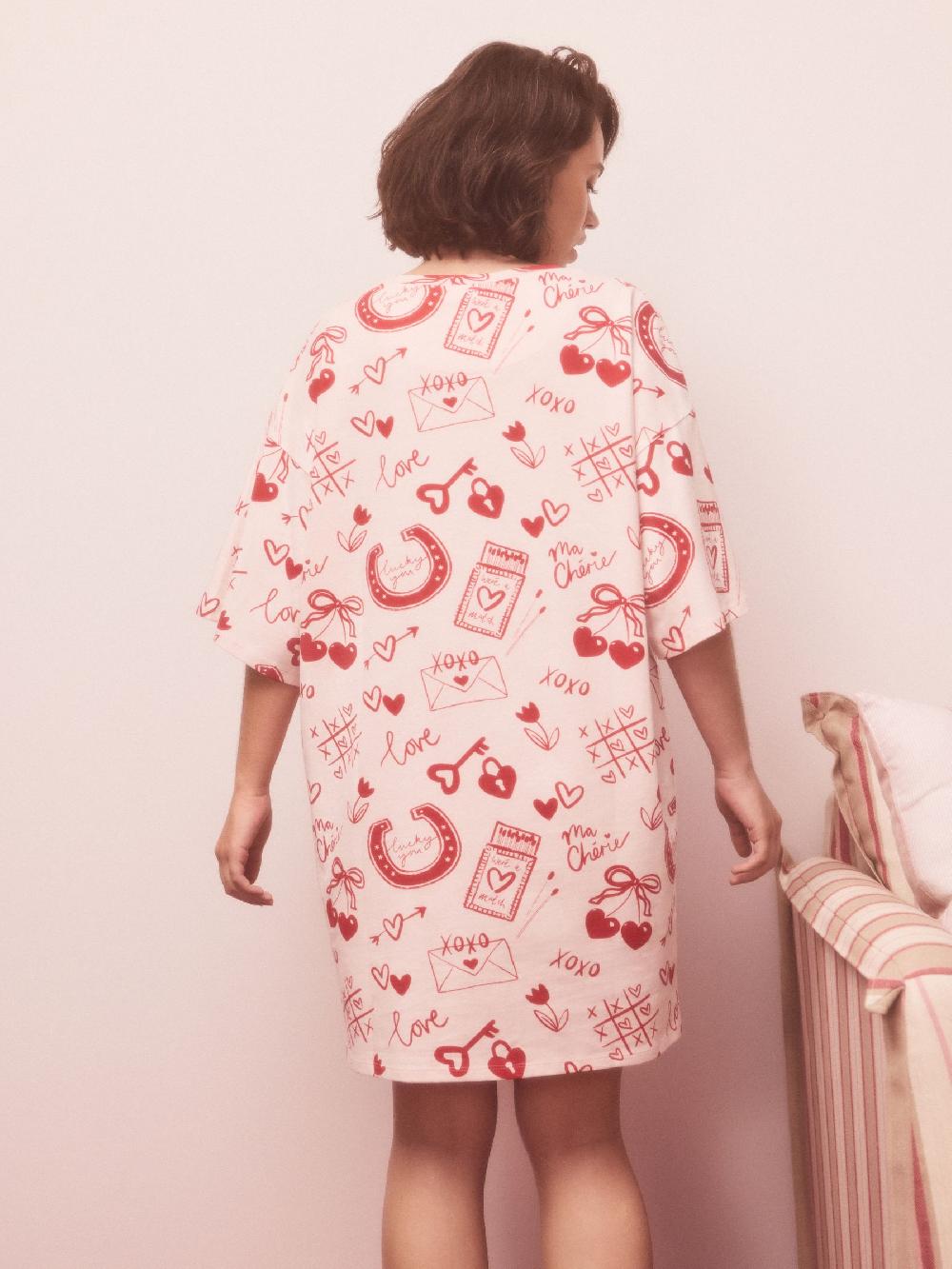 seraphine Pink/Red Heart Nightie