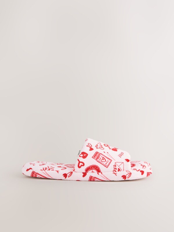 Seraphine Pink/Red Heart Plush Slider Slippers