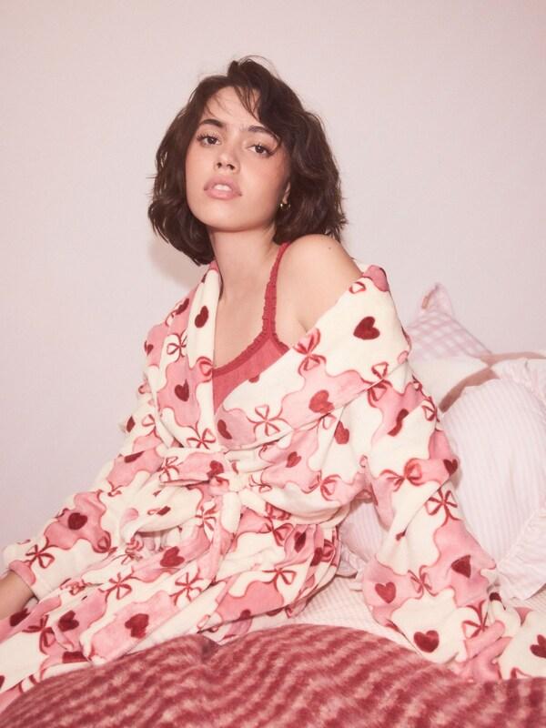 Seraphine Pink/Red Heart Supersoft Dressing Gown