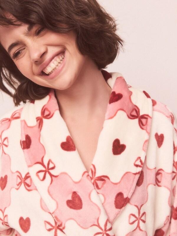 Seraphine Pink/Red Heart Supersoft Dressing Gown