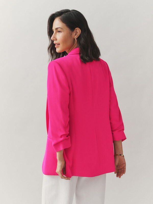 Seraphine Pink Relaxed Ruched Sleeve Blazer