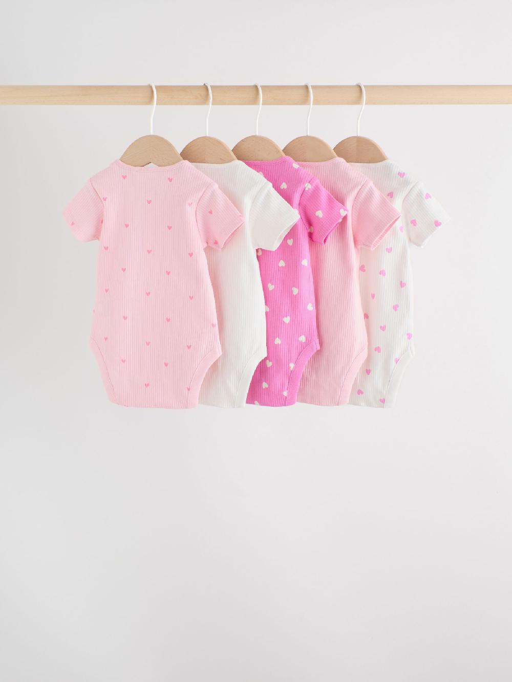 seraphine Pink Short Sleeve Baby Bodysuits 5 Pack