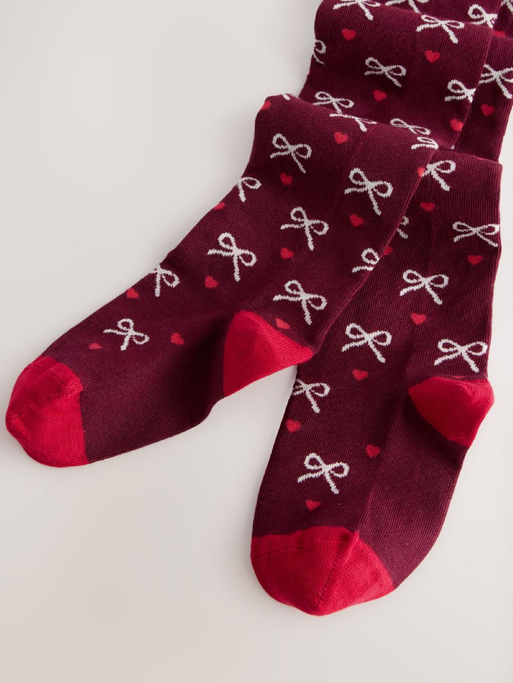 seraphine Plum Red Cotton Rich Bow Tights