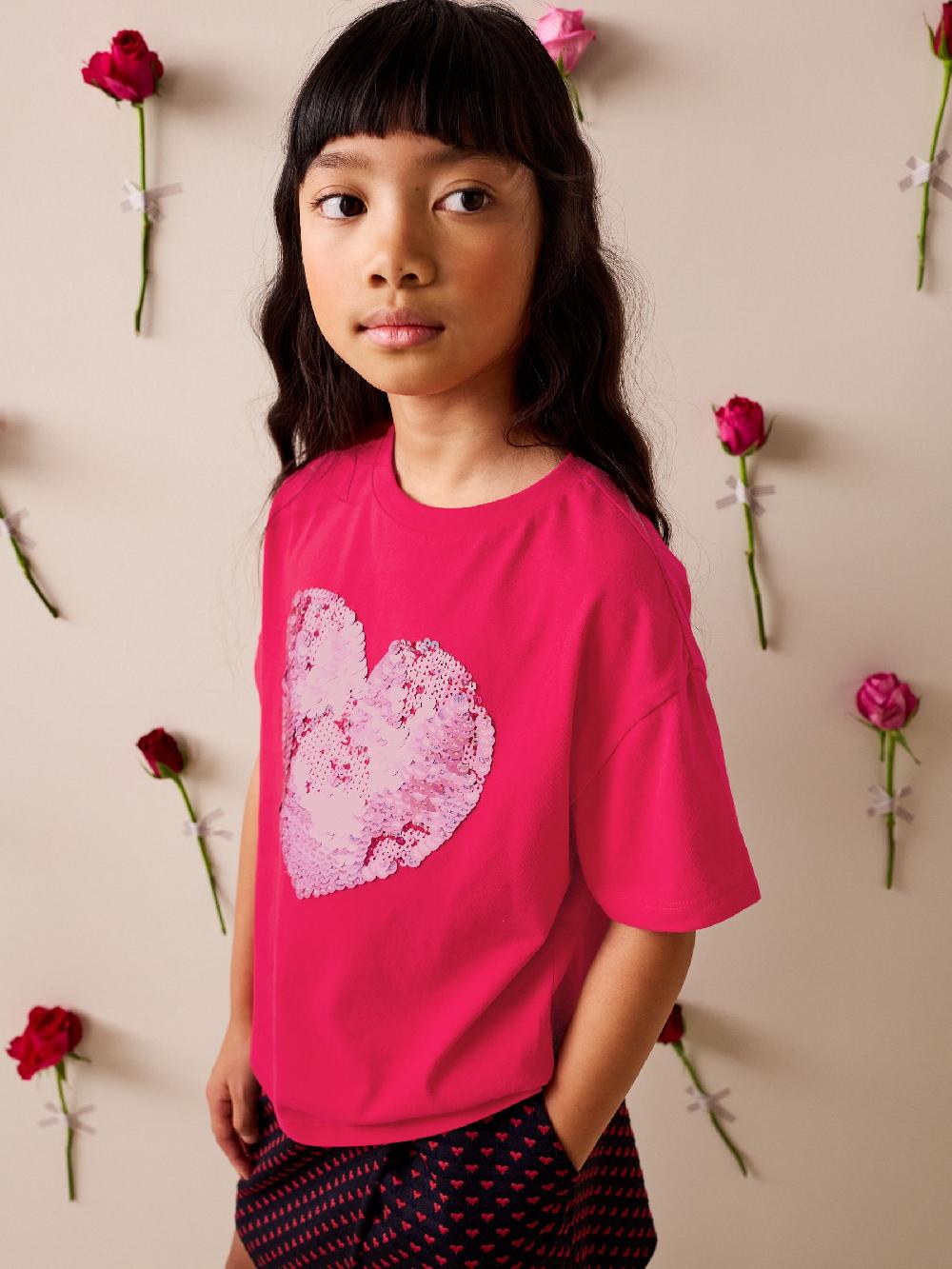 seraphine Red Heart Sequin T-Shirt (3-16yrs)