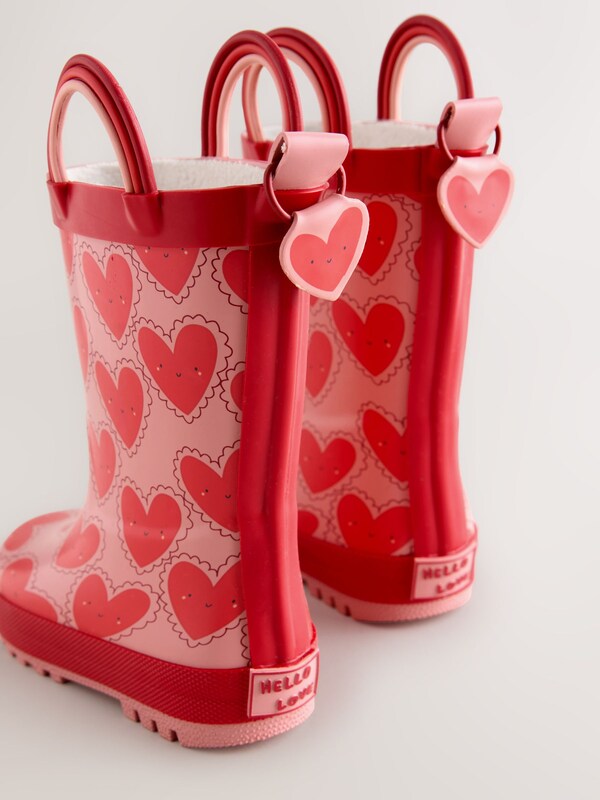 Seraphine Red/Pink Heart Handle Wellies
