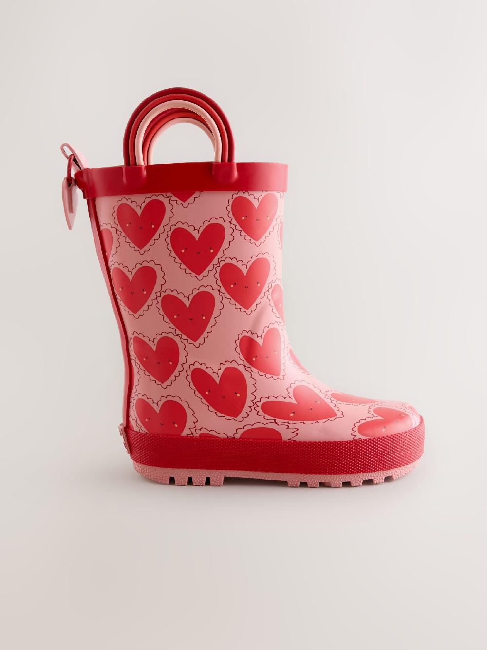 seraphine Red/Pink Heart Handle Wellies