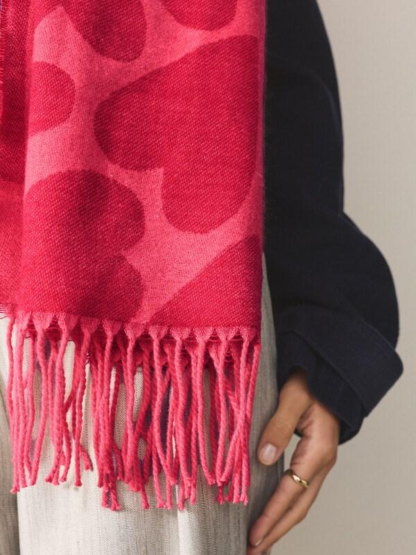 Seraphine Red/Pink Heart Print Midweight Scarf