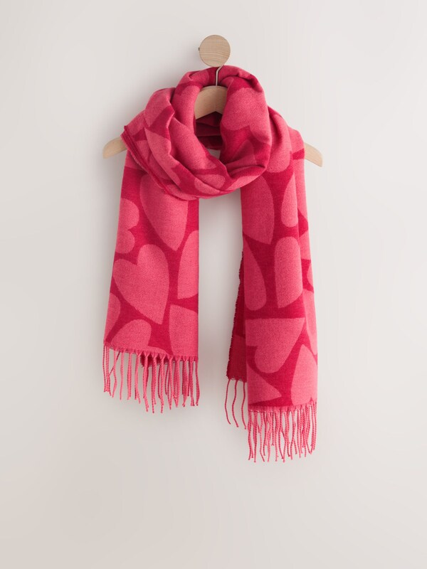 Seraphine Red/Pink Heart Print Midweight Scarf