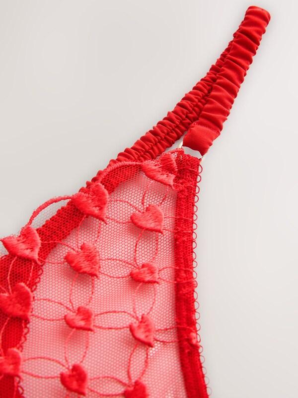 Seraphine Red Premium Swiss Heart Embroidery Thong
