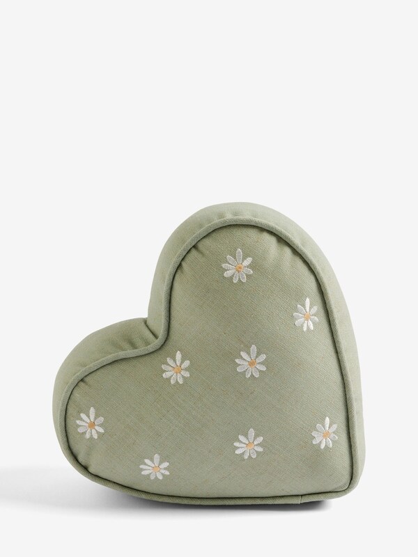 Seraphine Sage Green Daisy Heart Doorstop