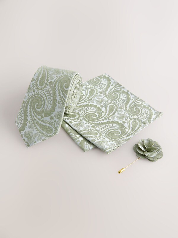Seraphine Sage Green Tie Pocket Square And Pin Set