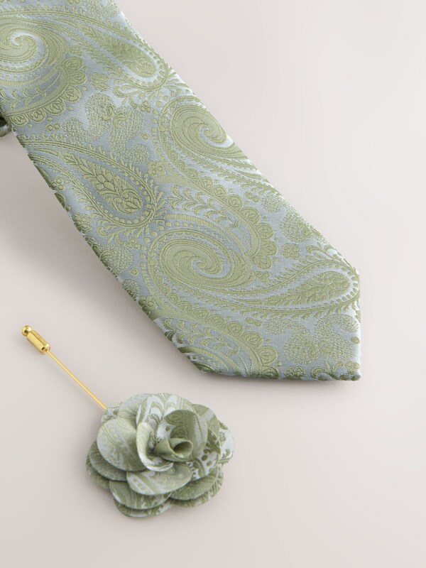 Seraphine Sage Green Tie Pocket Square And Pin Set