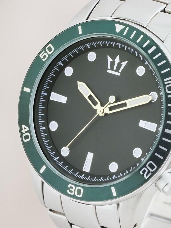 Seraphine Silver/Dark Green Border Bracelet Watch