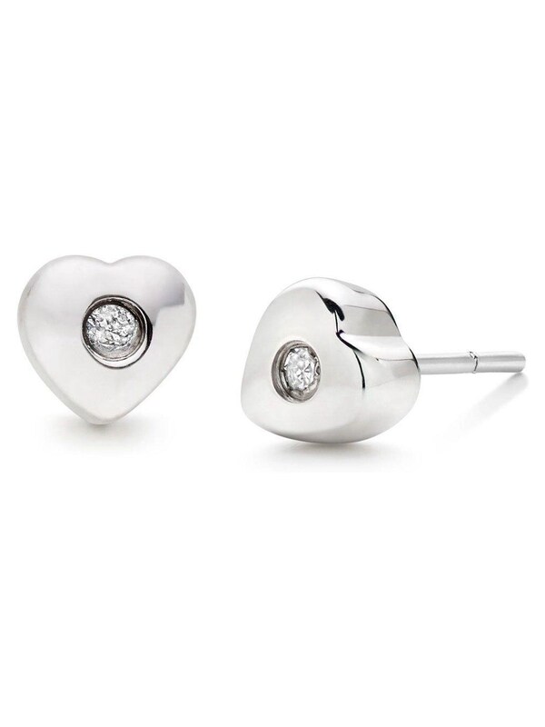 Seraphine Silver Silver Diamond Heart Earrings