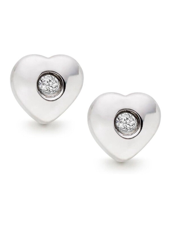 Seraphine Silver Silver Diamond Heart Earrings